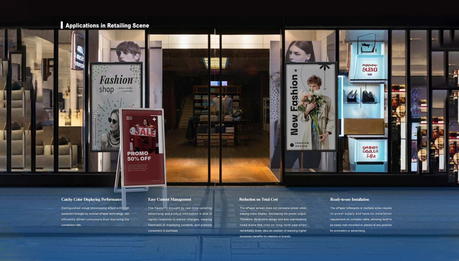 E ink commercial display signboard solutions